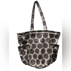 Retro Metro by 31 large gray polka dot canvas bag